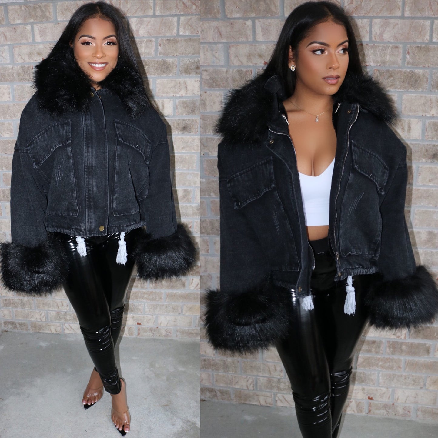 
                  
                    Denim Fur Jacket Black
                  
                