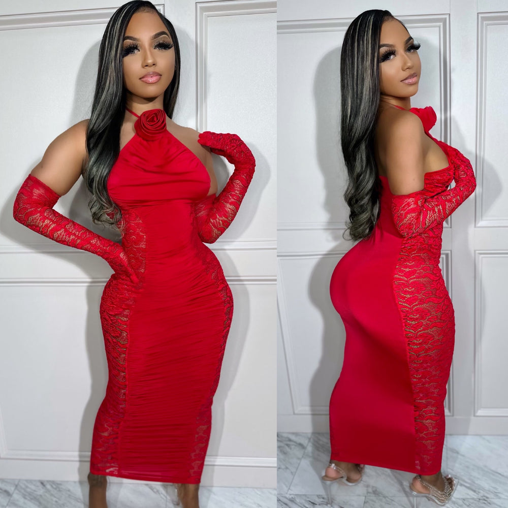 Lace Romance Dress Red