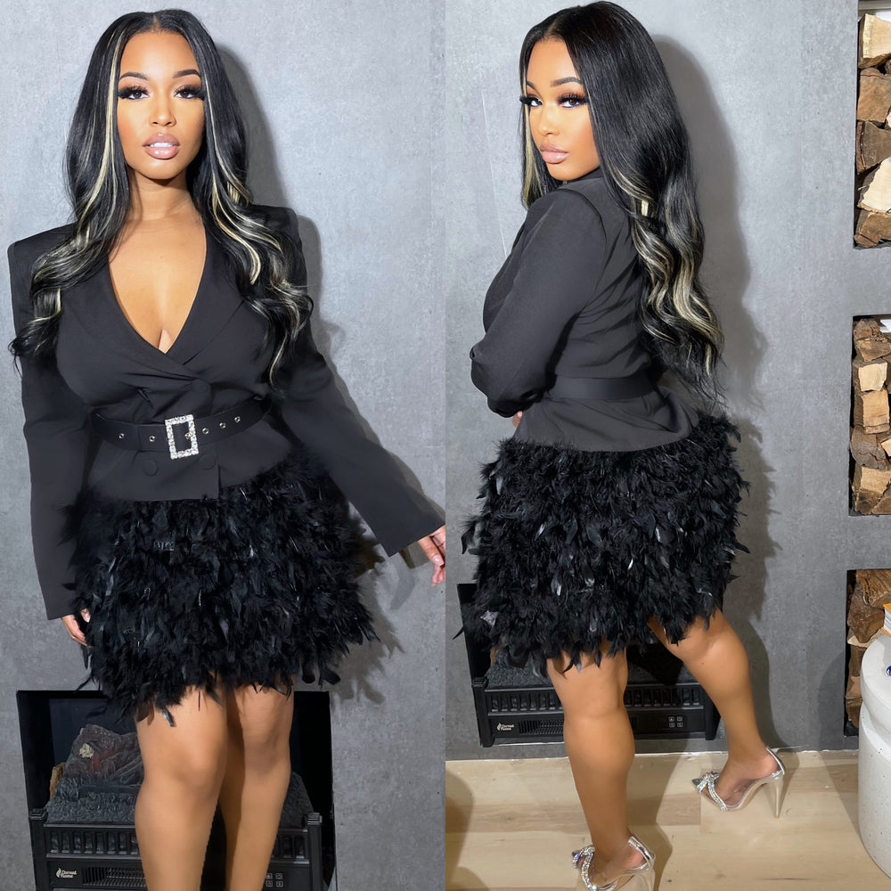 Feather Blazer Dress