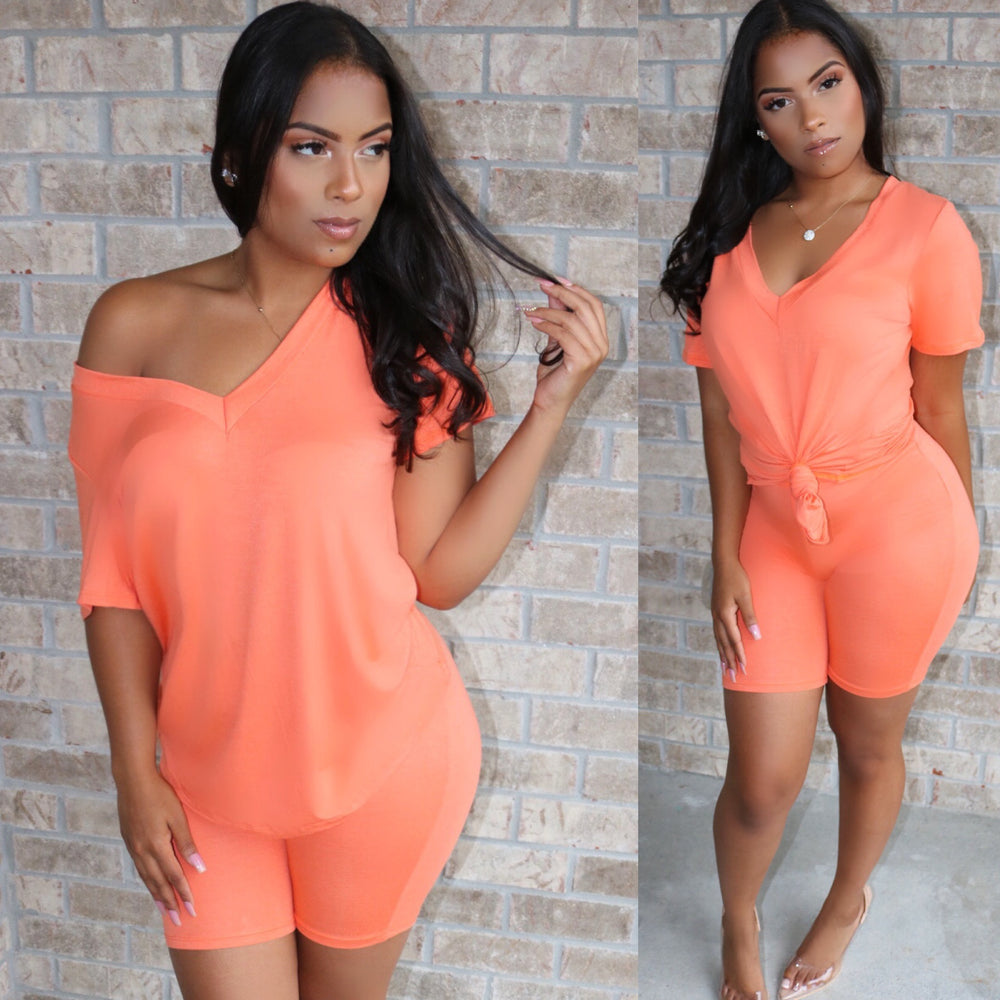 V-Neck Biker Set Orange