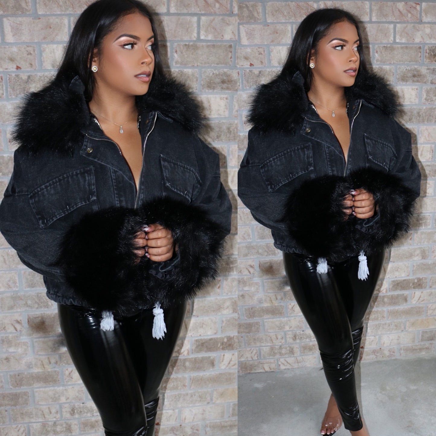 
                  
                    Denim Fur Jacket Black
                  
                