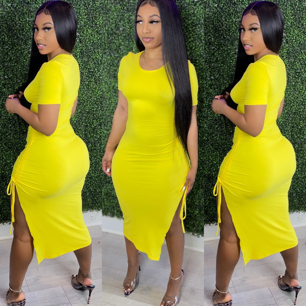 Adjustable Midi Dress Yellow