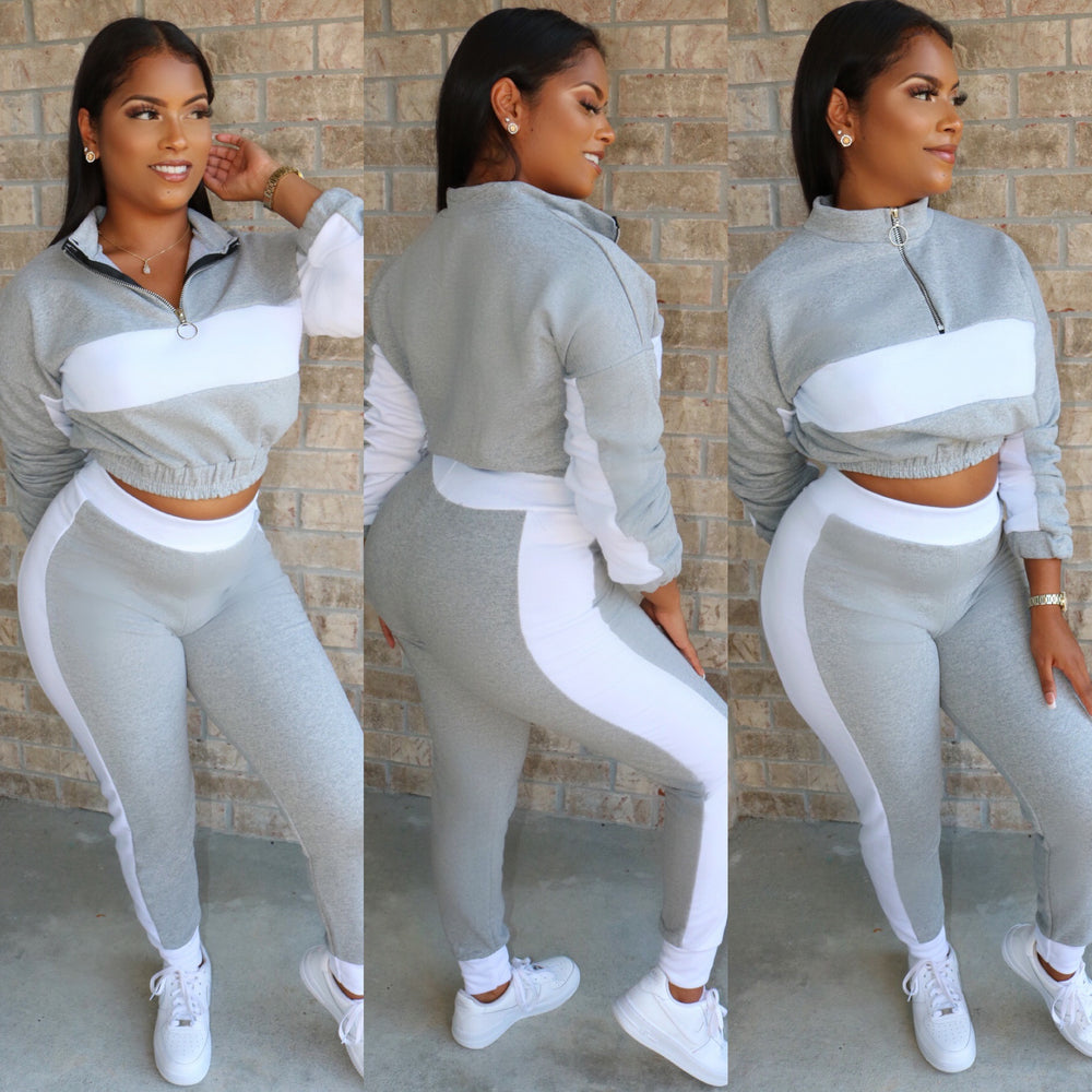 High Waist Jogger Set  Grey