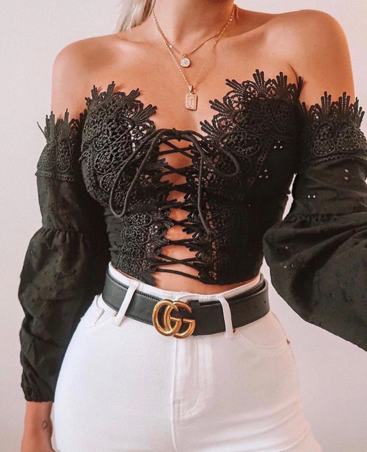 
                  
                    Vintage Crochet Crop Top Black
                  
                