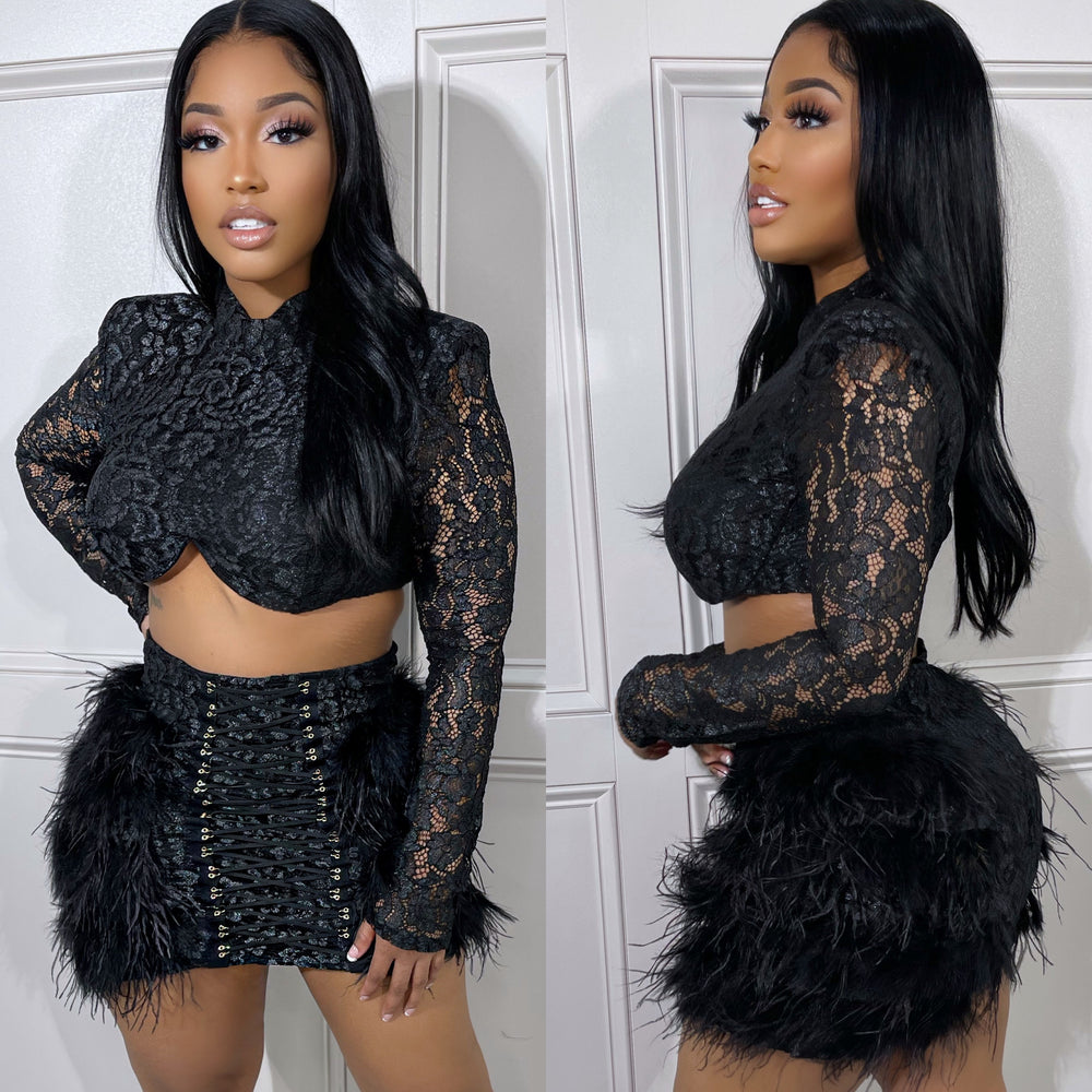 Laced Fur Set