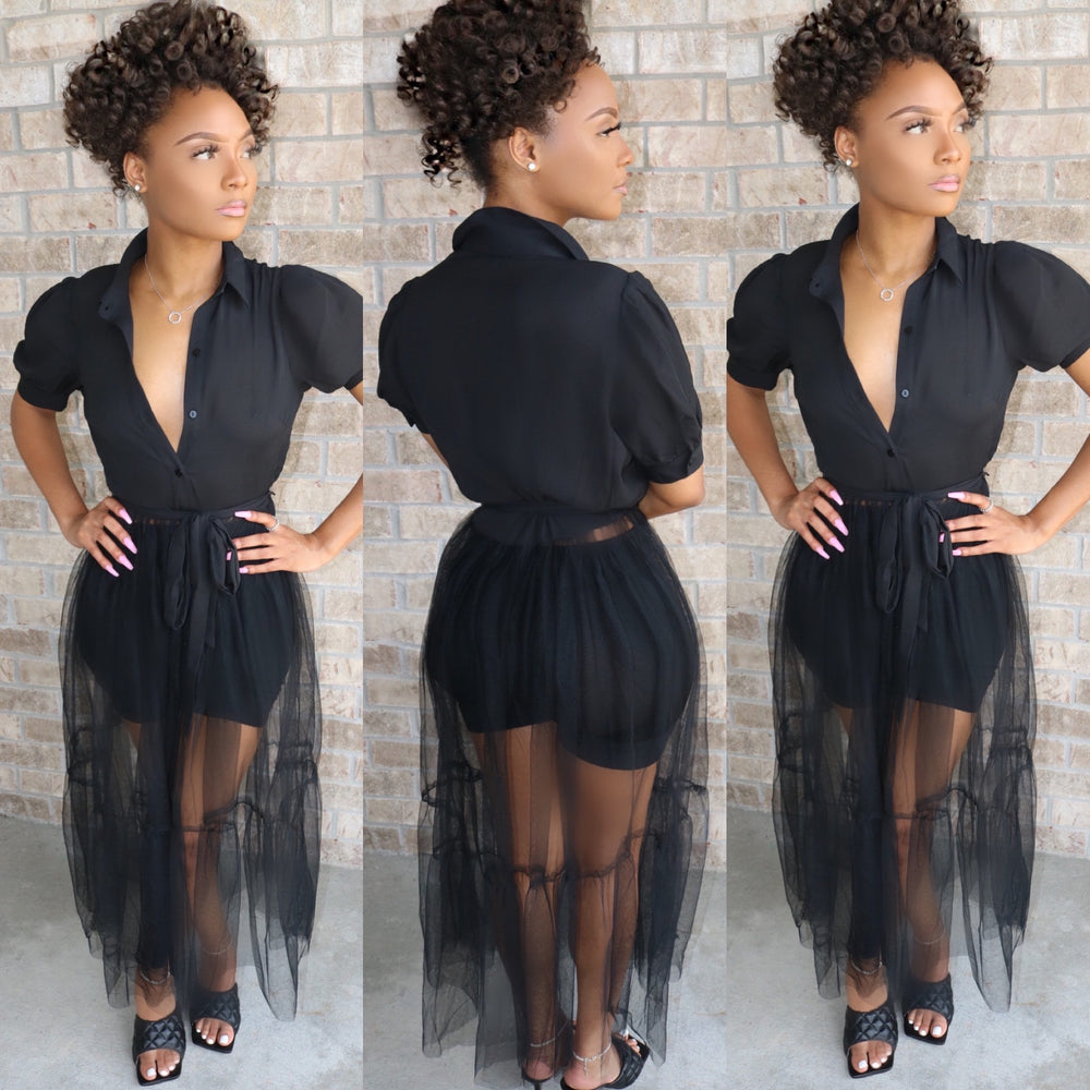 Tiara Tulle Top Black