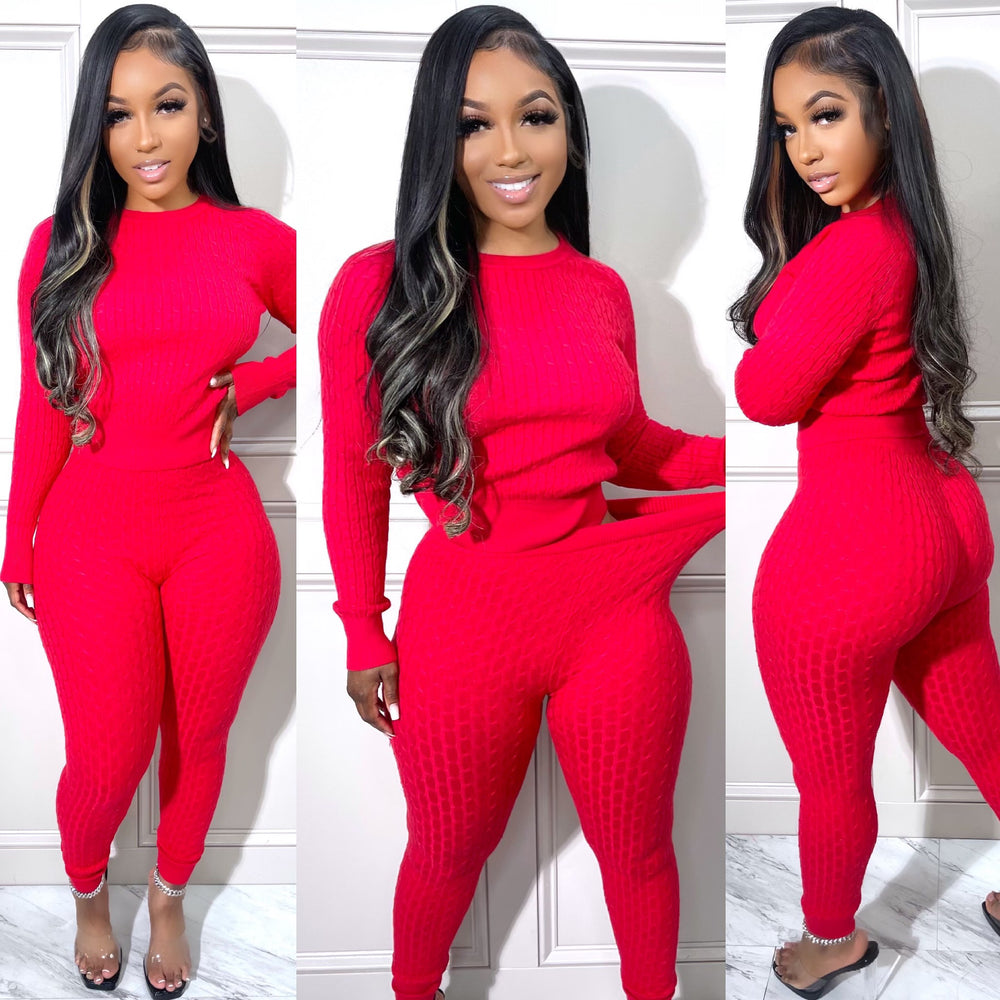 Curve Knit Set Red