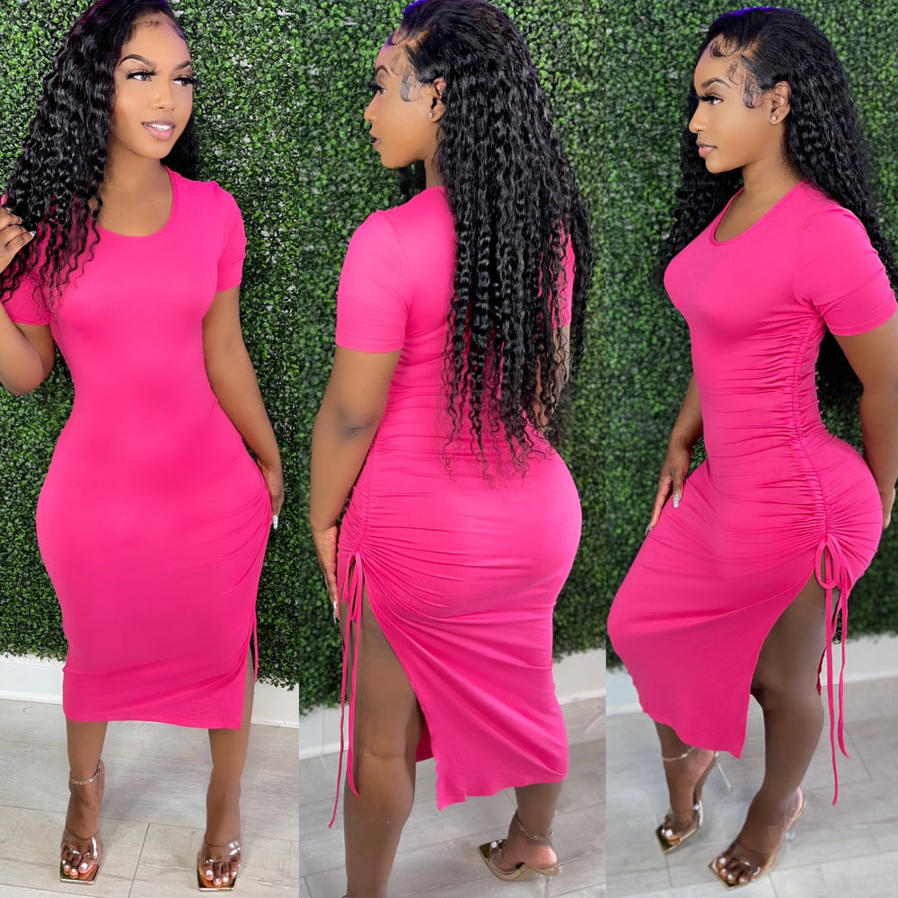 Adjustable Midi Dress Fuchsia