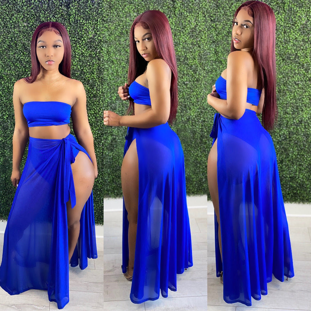 Halo Mesh Skirt Royal Blue