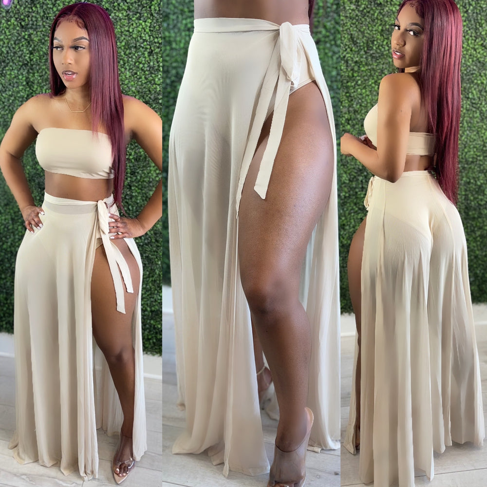 Halo Mesh Skirt  Nude