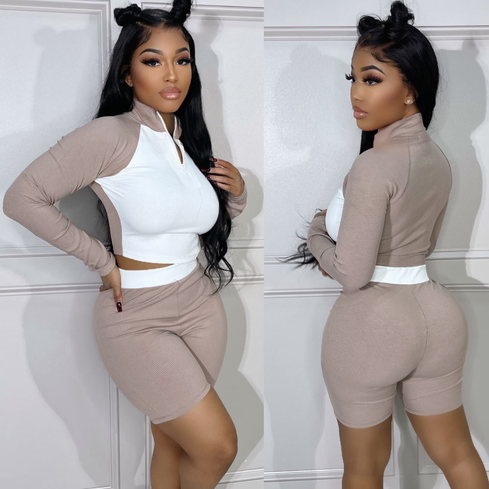 Knit Ribbed Cycle Set Nude
