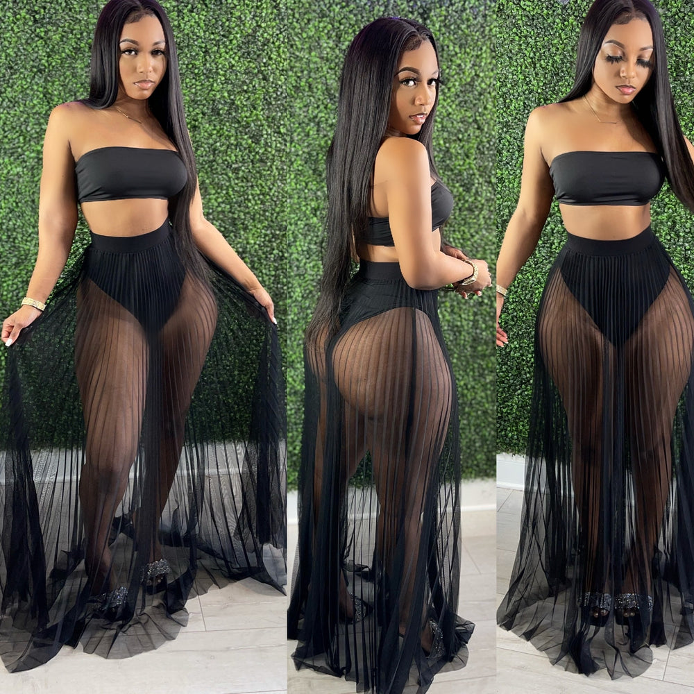 Mermaid Mesh Skirt Black