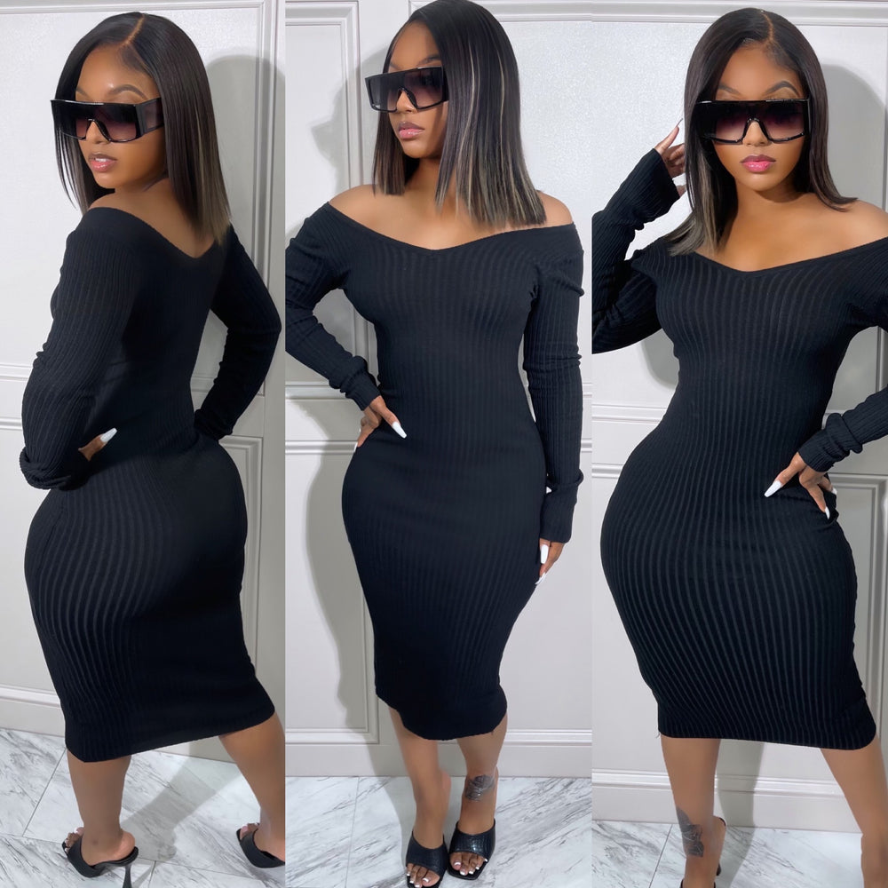 Smooth Knit Dress Black
