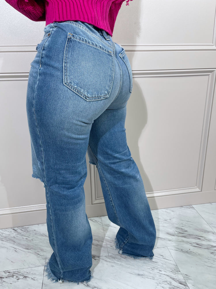 
                  
                    Mom Knee Slit Jeans
                  
                