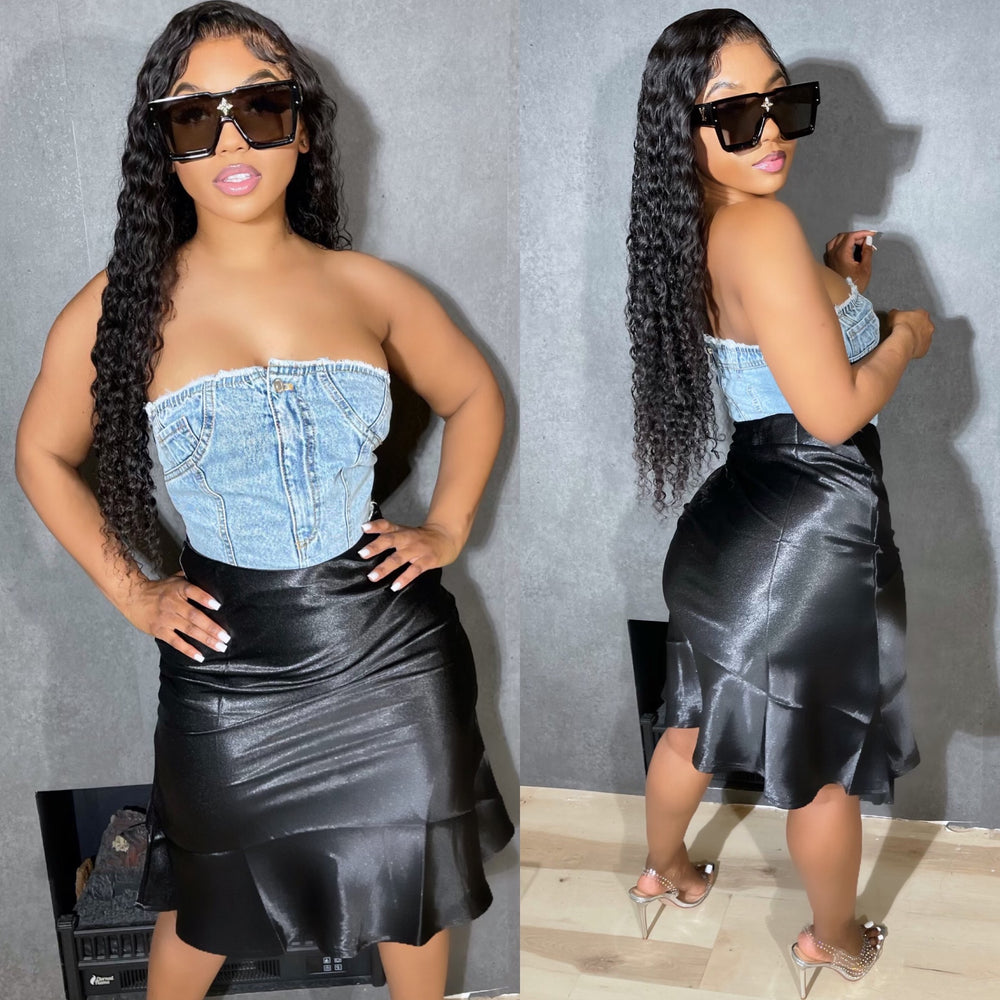 Satin Skirt Black
