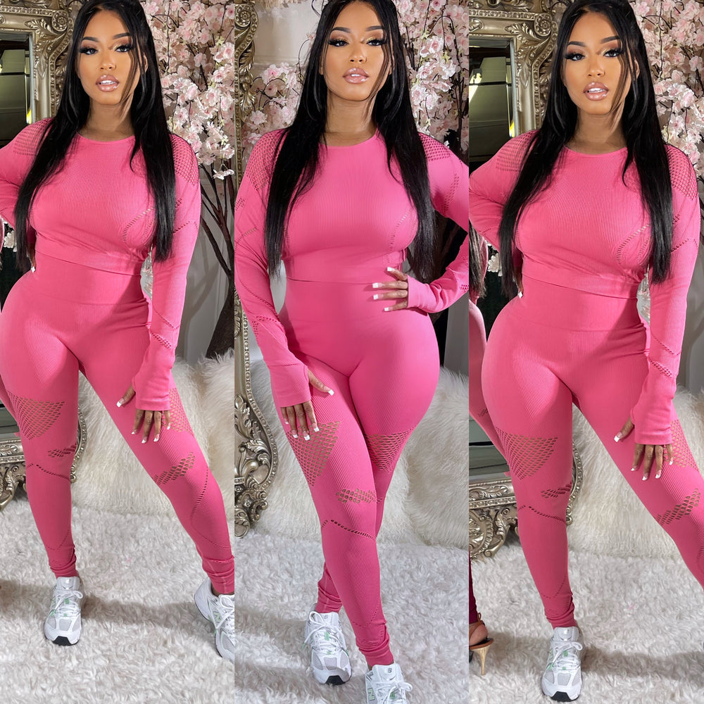 Ribbed Cycle Set Pink