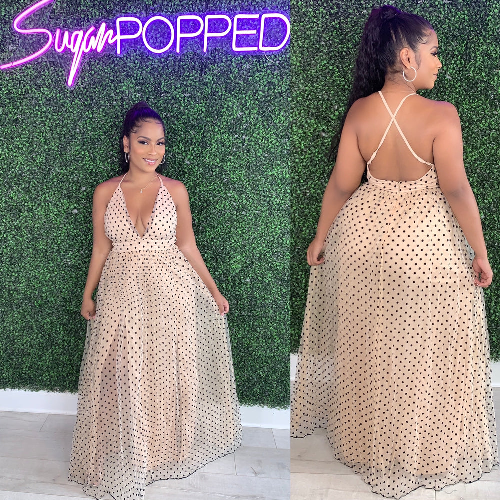 Polka Tulle Gown Nude