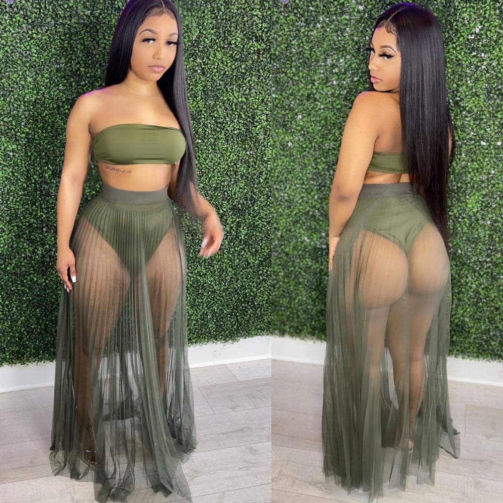Mermaid Mesh Skirt Olive