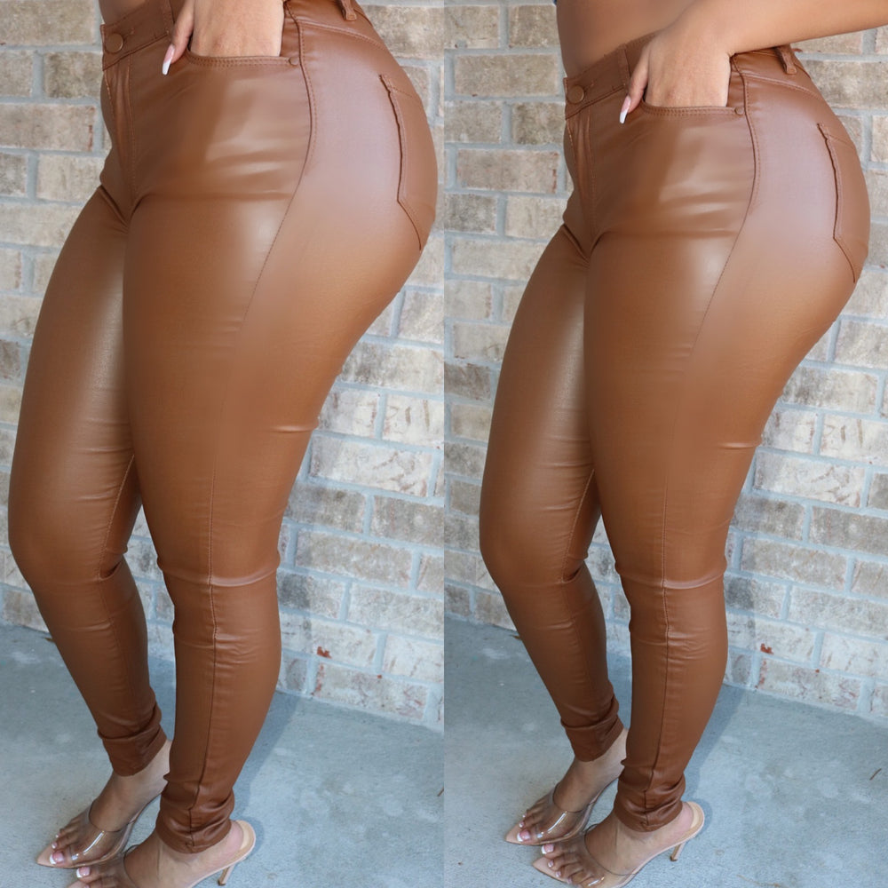 Vegan Leather Pants Caramel