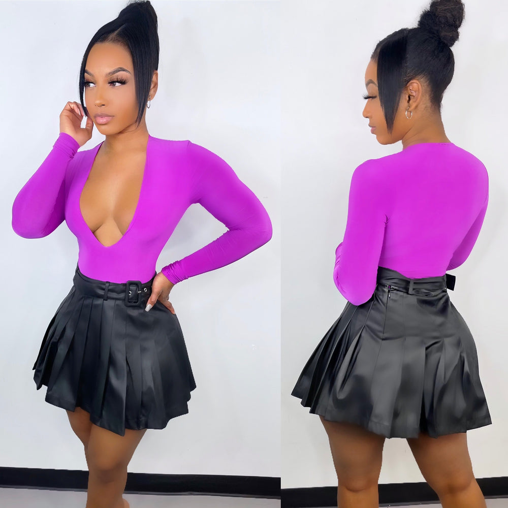 Belted Pleated Skirt Black
