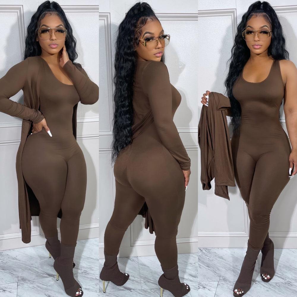 Duster Jumpsuit Set Chocolate