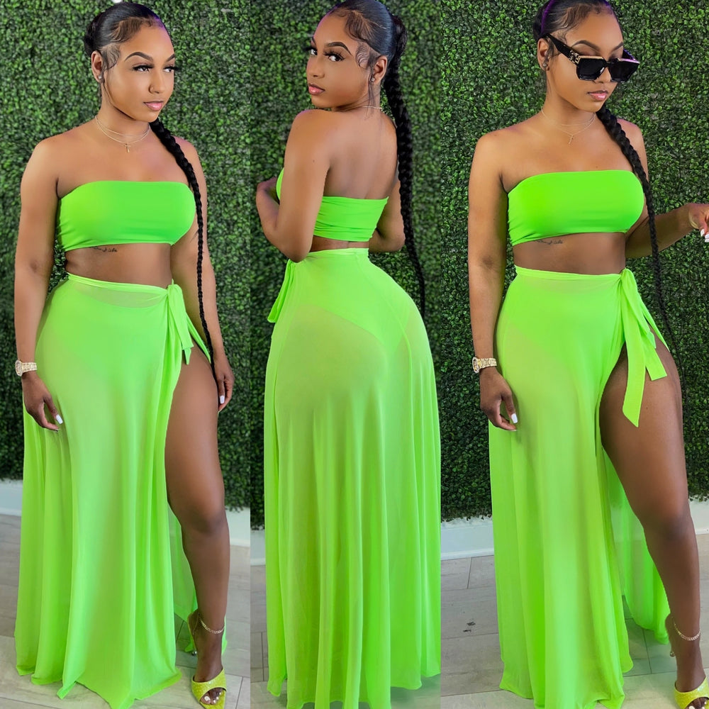 Halo Mesh Skirt Lime