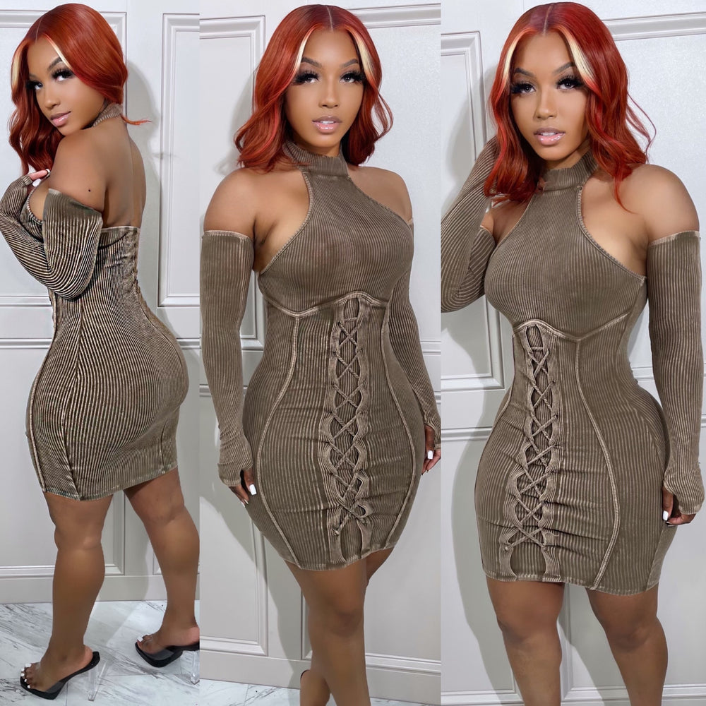 Runway Ribbed Dress Mocha