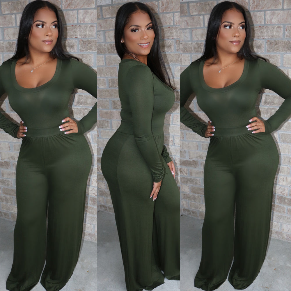 Palazzo Flare Jumpsuit Olive